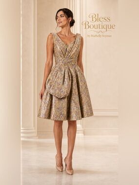 Zac Posen Gold Floral Midi Dress